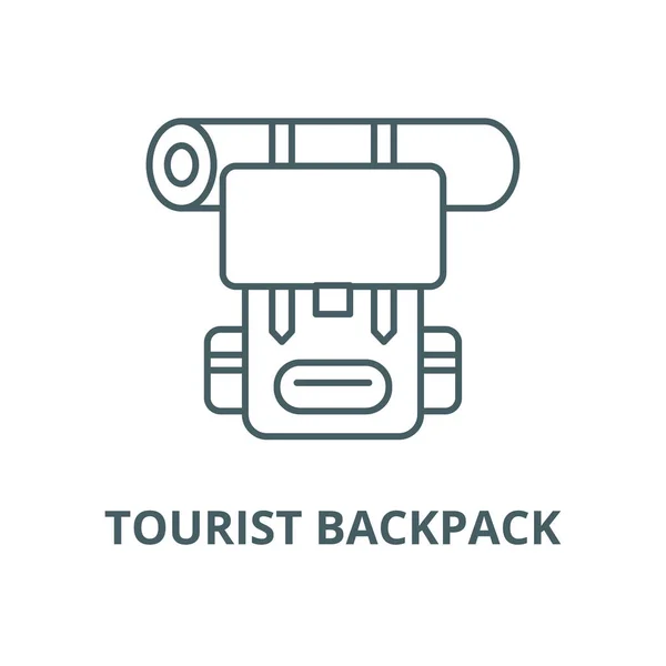 Turista hátizsák vektor vonal ikon, lineáris koncepció, vázlat jel, szimbólum — Stock Vector