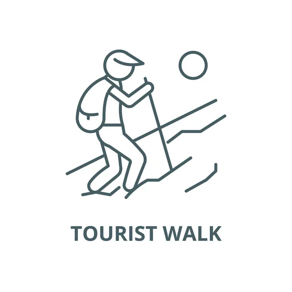 旅游步行矢量线图标，线性概念，轮廓符号，符号 — 图库矢量图片