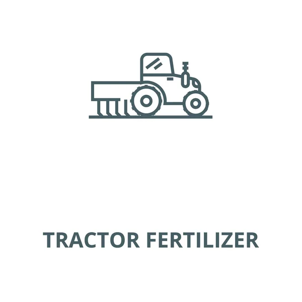 Tractor fertilizante vector línea icono, concepto lineal, signo de contorno, símbolo — Archivo Imágenes Vectoriales