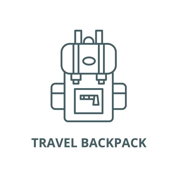 Utazási hátizsák vektor vonal ikon, lineáris koncepció, vázlat jel, szimbólum — Stock Vector