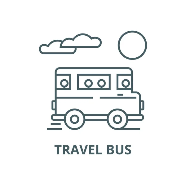 Ícone de linha vetorial de ônibus de viagem, conceito linear, sinal de contorno, símbolo — Vetor de Stock