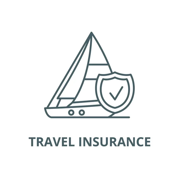 Ícone de linha vetorial de seguro de viagem, conceito linear, sinal de contorno, símbolo — Vetor de Stock