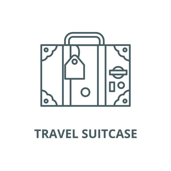 Icono de línea de vector de maleta de viaje, concepto lineal, signo de contorno, símbolo — Archivo Imágenes Vectoriales