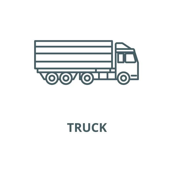 Вантажівка, векторна лінія доставки, лінійна концепція, контурний знак, символ — стоковий вектор