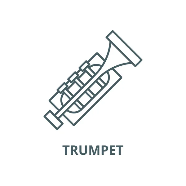 Trompet, boynuz vektör çizgi simgesi, doğrusal kavram, anahat işareti, sembol — Stok Vektör