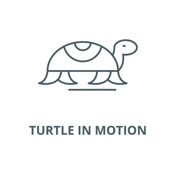 Tortuga en movimiento vector línea icono, concepto lineal, signo de contorno, símbolo — Vector de stock