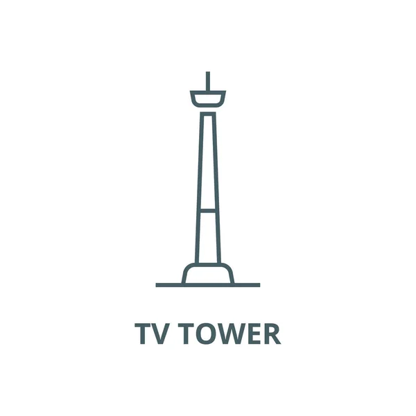 Torre TV icona della linea vettoriale, concetto lineare, segno di contorno, simbolo — Vettoriale Stock