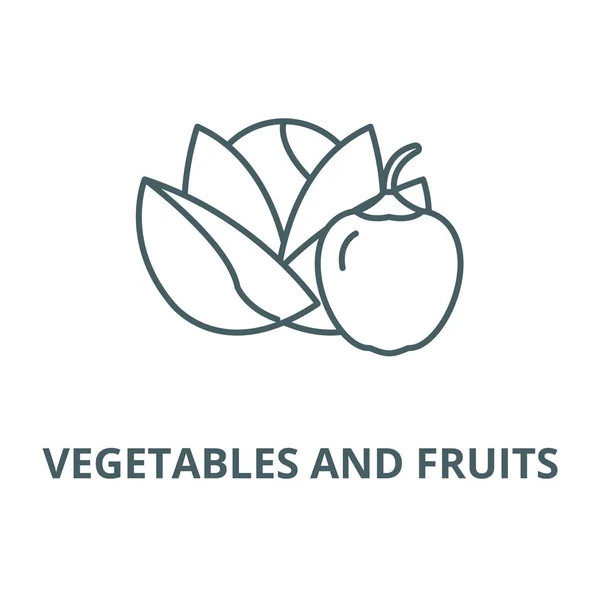 Значок векторной линии овощей и фруктов, линейная концепция, знак контура, символ — стоковый вектор