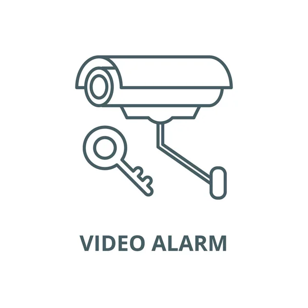 Video alarma vector línea icono, concepto lineal, signo de contorno, símbolo — Vector de stock