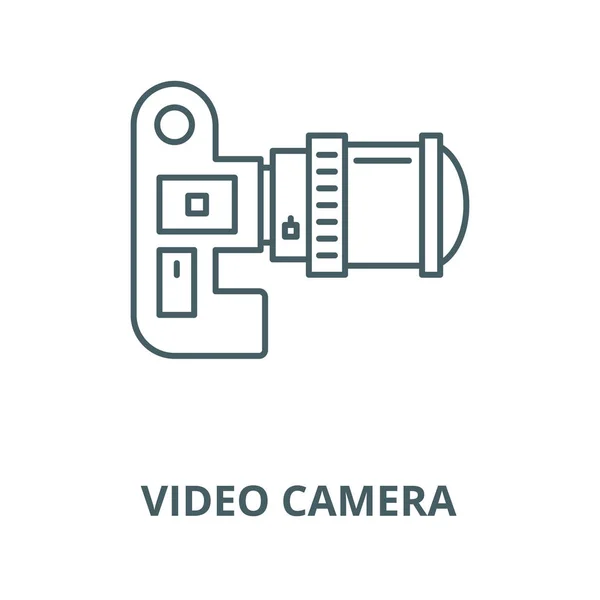 Video kamera vektör çizgisi simgesi, doğrusal kavram, anahat işareti, sembol — Stok Vektör