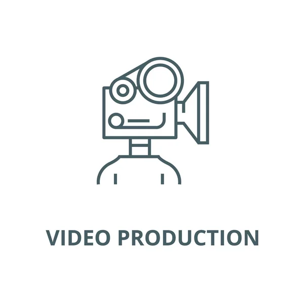 Videokamera Produktion Vektor Linie Symbol, lineares Konzept, Umrisszeichen, Symbol — Stockvektor