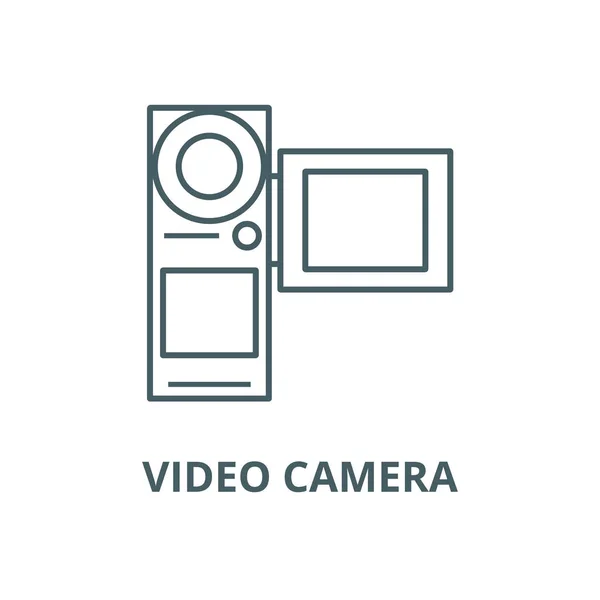 Videó kamera, filmkészítés vektorvonal ikon, lineáris koncepció, vázlat jel, szimbólum — Stock Vector