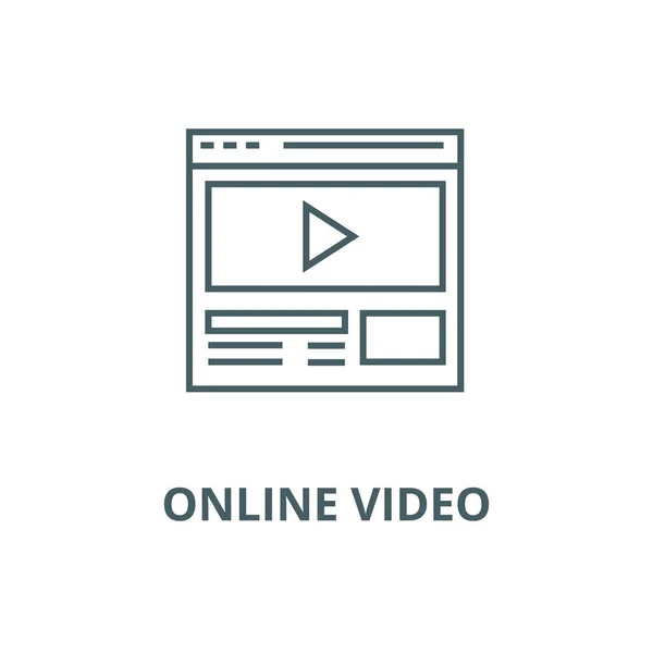 Video Marketing, Online Video Clip Vektor Line Icon, lineares Konzept, Umrisszeichen, Symbol — Stockvektor