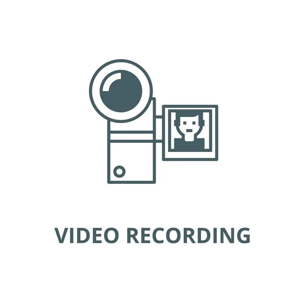 Video recording vector line icon, linear concept, outline sign, symbol — Stock Vector