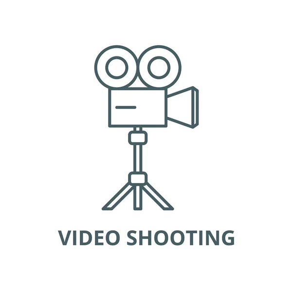 ビデオ撮影ベクトルラインアイコン、線形概念、アウトライン記号、記号 — ストックベクタ