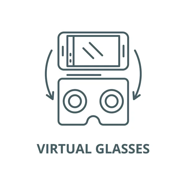 Virtual glasses for gadgets vector line icon, linear concept, outline sign, symbol — Stock Vector