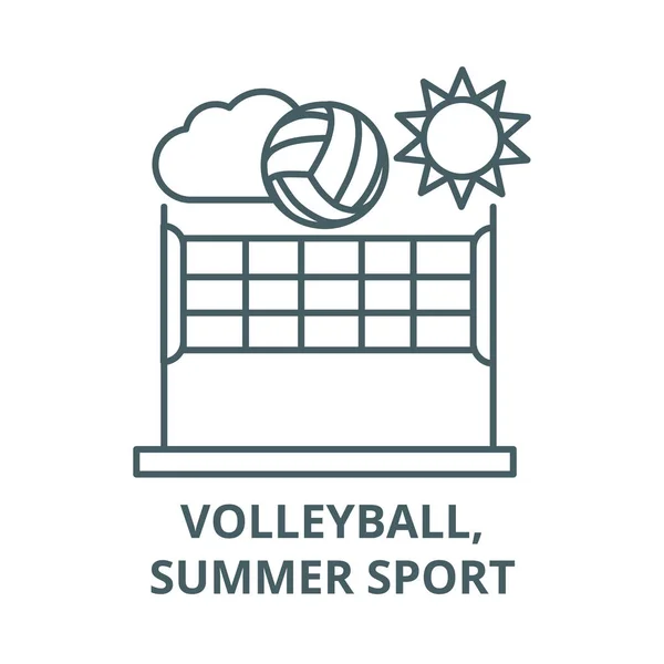 Volleyball, Sommersport Vektor Linie Symbol, lineares Konzept, Umrisszeichen, Symbol — Stockvektor