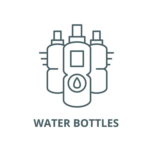 Botellas de agua vector línea icono, concepto lineal, signo de contorno, símbolo — Archivo Imágenes Vectoriales