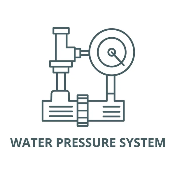 Sistem tekanan air, ikon garis vektor industri hvac, konsep linear, tanda garis luar, simbol - Stok Vektor