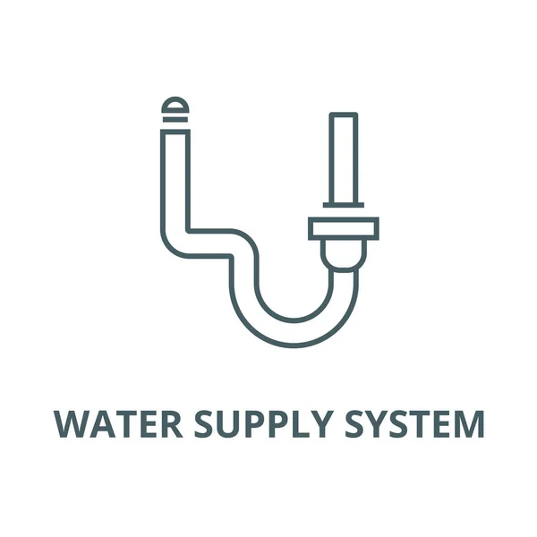 Sistema de suministro de agua vector línea icono, concepto lineal, signo de contorno, símbolo — Vector de stock
