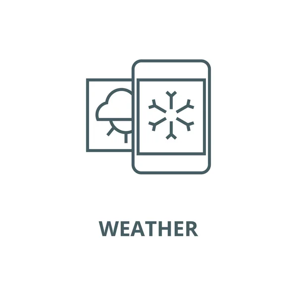 Погода, иконка векторной линии мобильного смартфона, линейная концепция, очертания, символ — стоковый вектор