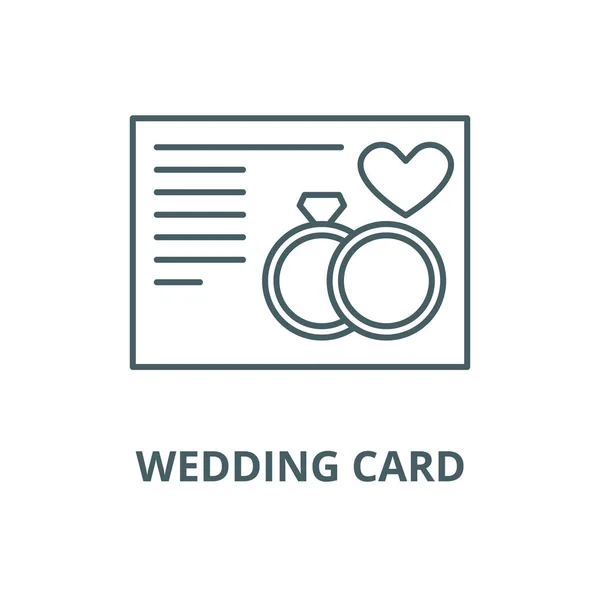 Tarjeta de boda vector línea icono, concepto lineal, signo de contorno, símbolo — Vector de stock