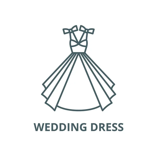 Suknia ślubna ikona linii wektorowych, koncepcja liniowa, znak konspektu, symbol — Wektor stockowy