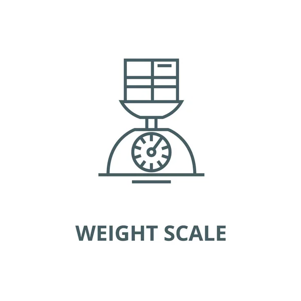 Ikona linii wektorowej skali wagi, koncepcja liniowa, znak konspektu, symbol — Wektor stockowy