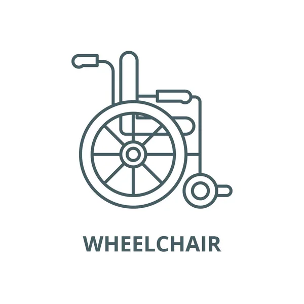 Icône de ligne vectorielle en fauteuil roulant, concept linéaire, panneau de contour, symbole — Image vectorielle