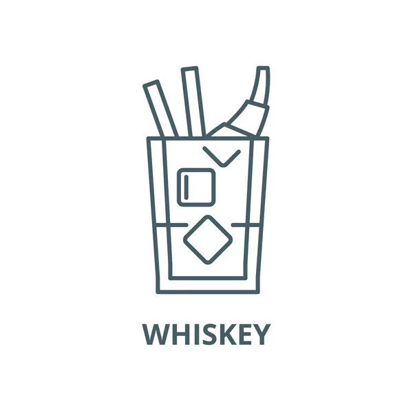 Whiskey vector línea icono, concepto lineal, signo de contorno, símbolo — Vector de stock