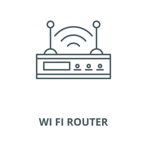 Ikon garis vektor router Wi fi, konsep linear, tanda garis luar, simbol - Stok Vektor