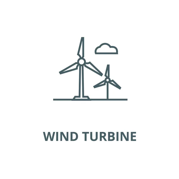 Windturbine vector line icon, lineair concept, outline sign, symbool — Stockvector