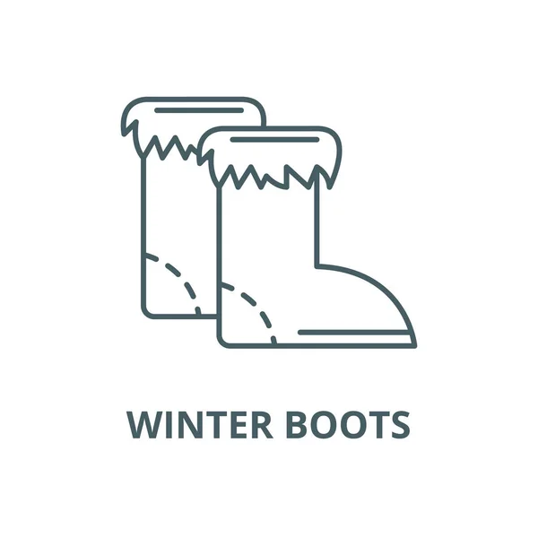 Χειμερινές μπότες διάνυσμα γραμμή εικονίδιο, γραμμική έννοια, περίγραμμα σημάδι, σύμβολο — Διανυσματικό Αρχείο
