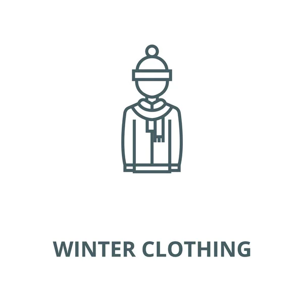 Winterbekleidung Vektor Linie Symbol, lineares Konzept, Umrisszeichen, Symbol — Stockvektor