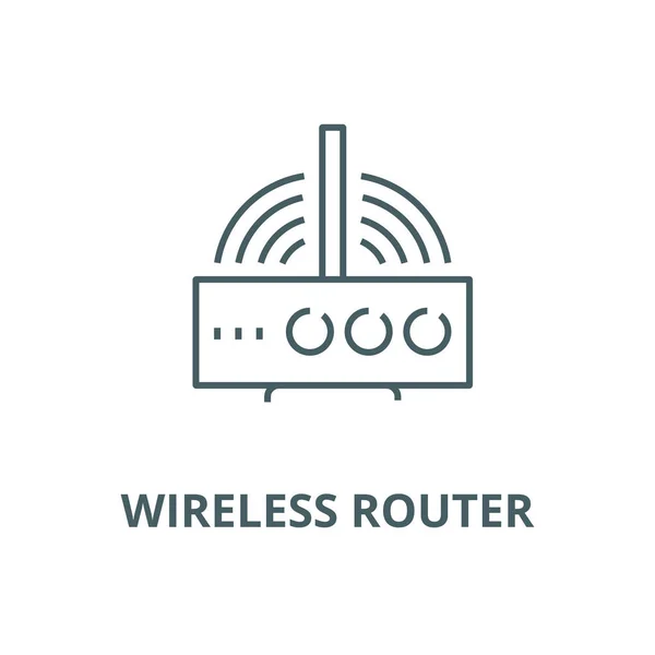 Routeur sans fil icône de ligne vectorielle, concept linéaire, signe de contour, symbole — Image vectorielle