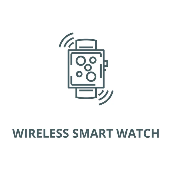 Wireless smart watch vector line icon, linear concept, outline sign, symbol - Stok Vektor