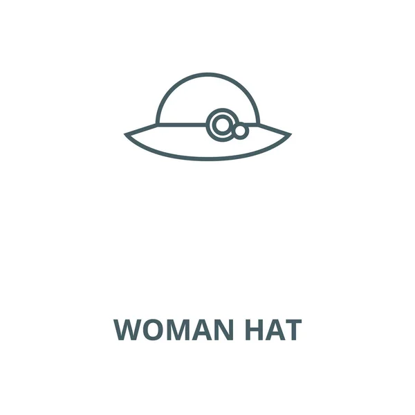 Woman hat vector line icon, linear concept, outline sign, symbol — 스톡 벡터