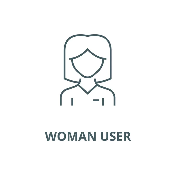 Donna utente icona della linea vettoriale, concetto lineare, segno di contorno, simbolo — Vettoriale Stock