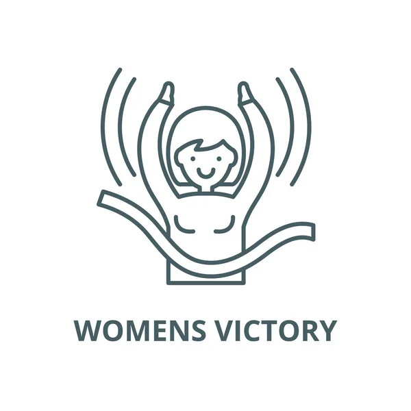 Womens victory vector line icon, linear concept, outline sign, symbol — Stock Vector