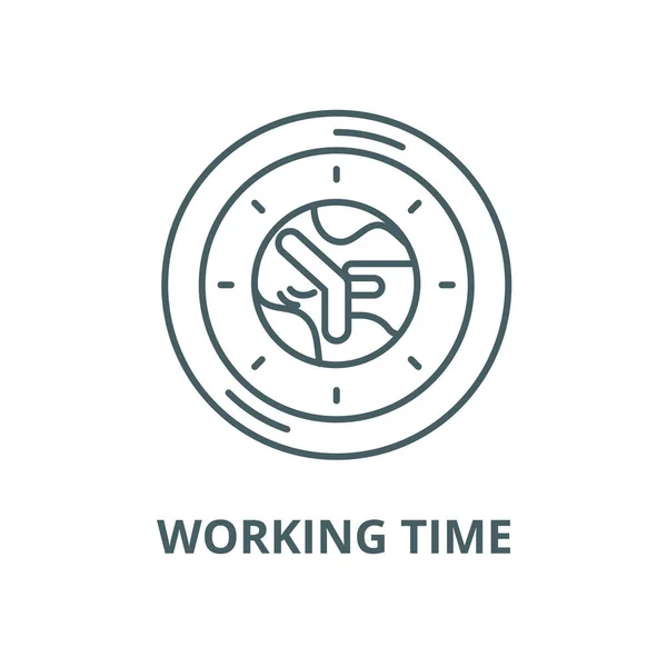 Ícone de linha vetorial de tempo de trabalho, conceito linear, sinal de contorno, símbolo — Vetor de Stock