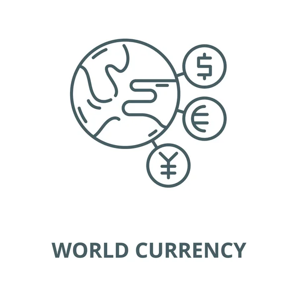 Ícone de linha vetorial de moeda mundial, conceito linear, sinal de contorno, símbolo — Vetor de Stock