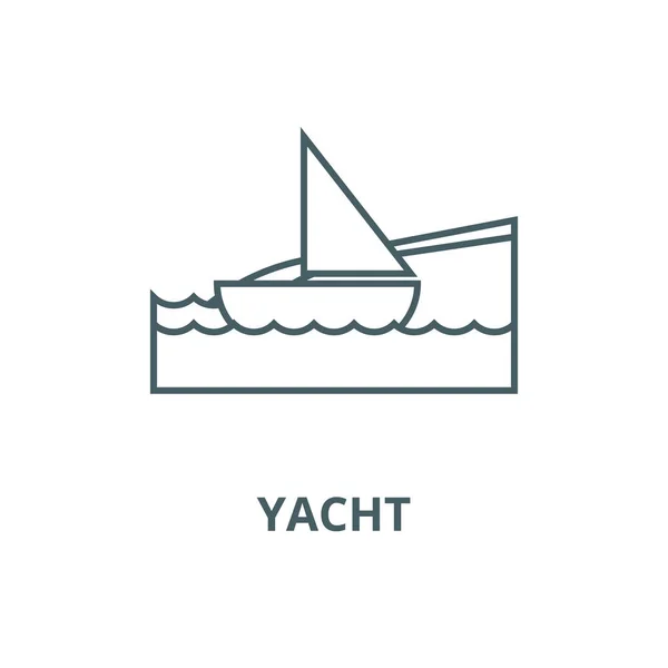 Yacht sur la mer, icône de ligne vectorielle de vacances à la plage, concept linéaire, panneau de contour, symbole — Image vectorielle