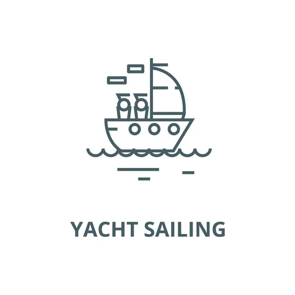 Yachtsegeln Vektor Line Icon, lineares Konzept, Umrisszeichen, Symbol — Stockvektor