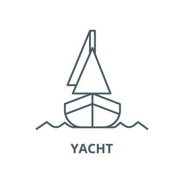 Yacht, icône de ligne vectorielle veiw avant, concept linéaire, signe de contour, symbole — Image vectorielle
