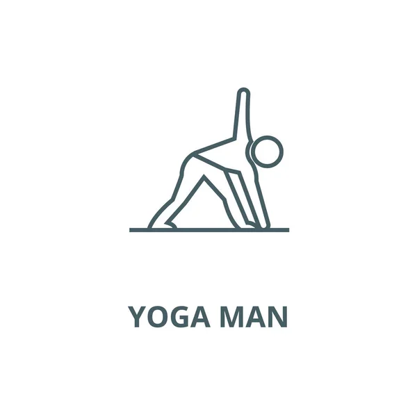 Yoga hombre vector línea icono, concepto lineal, signo de contorno, símbolo — Vector de stock