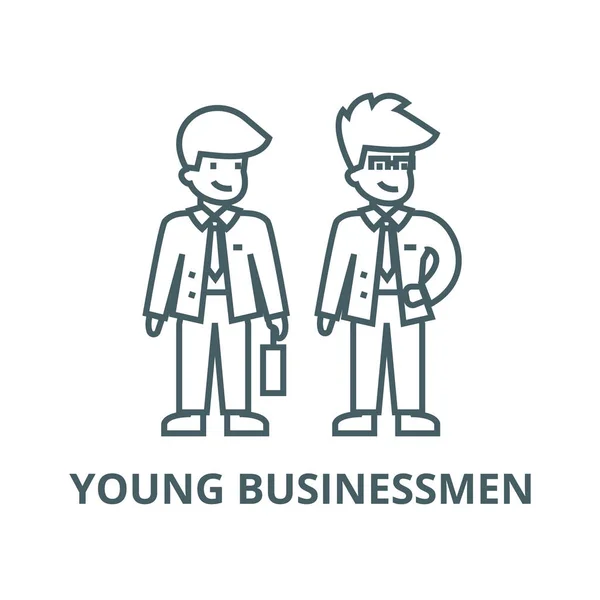 Young businessmen vector line icon, linear concept, outline sign, symbol — Stock Vector