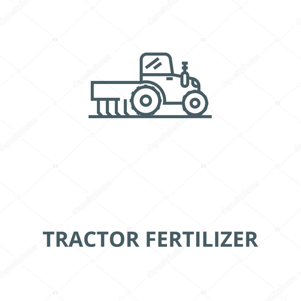 Tractor fertilizer vector line icon, linear concept, outline sign, symbol