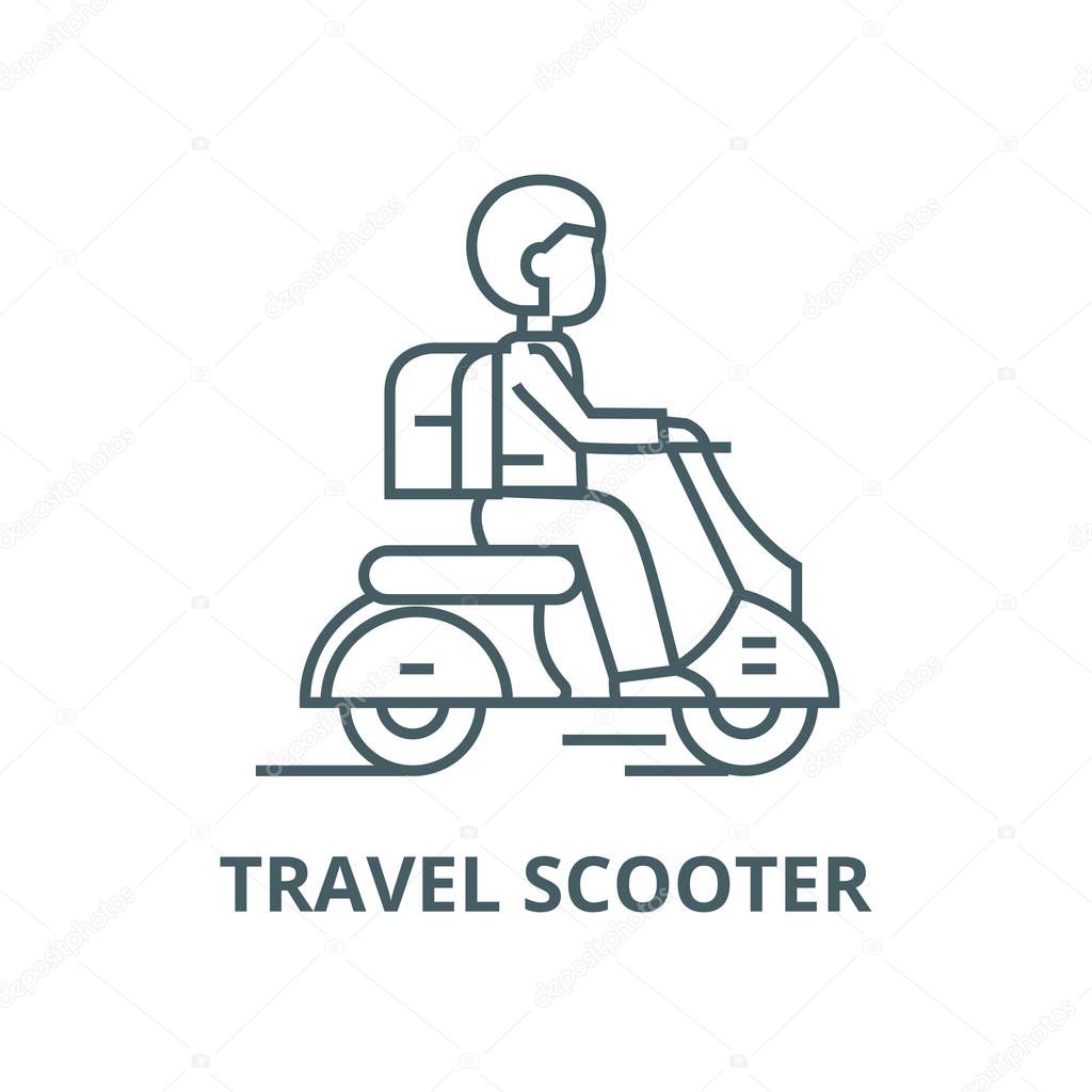 Travel scooter vector line icon, linear concept, outline sign, symbol