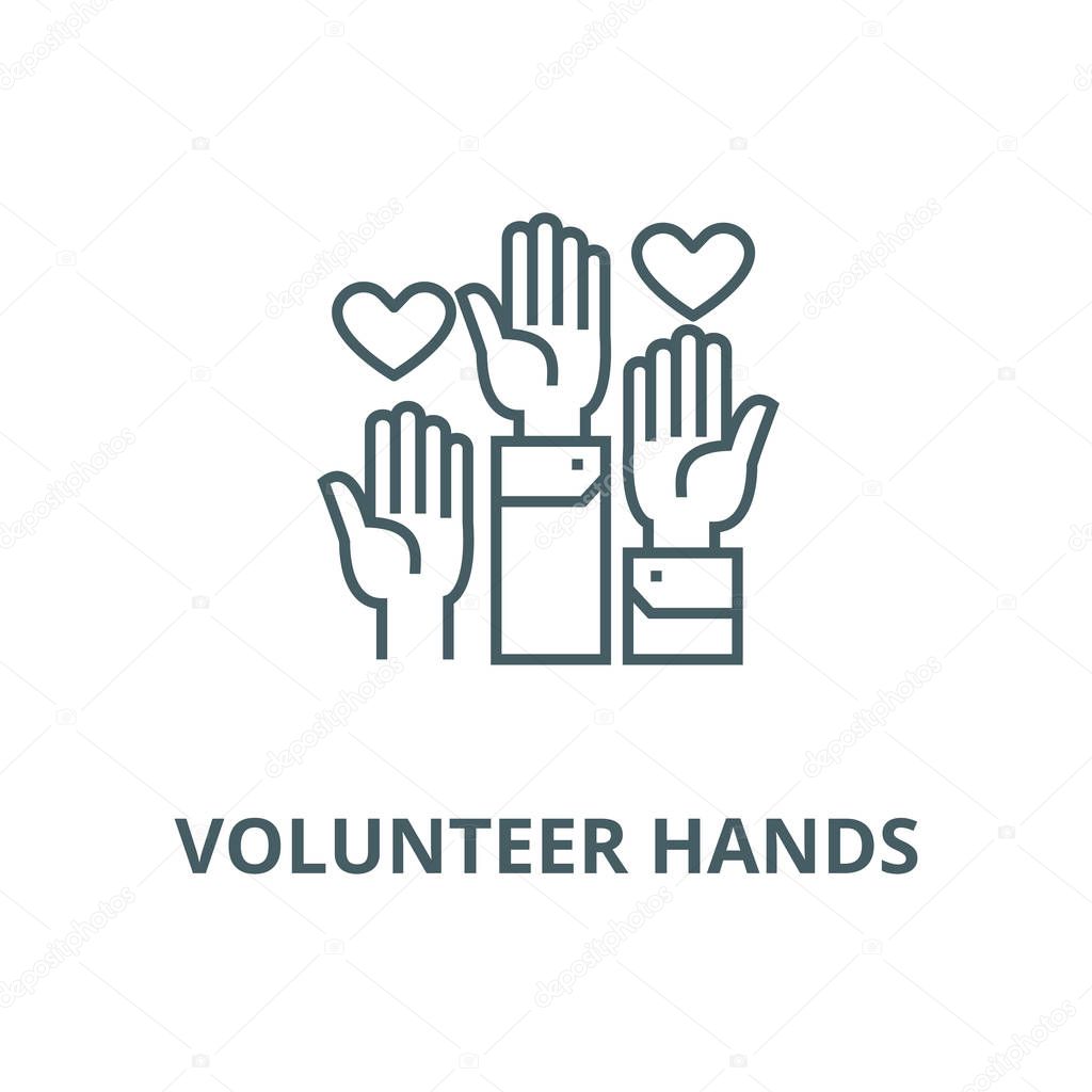 Volunteer hands vector line icon, outline concept, linear sign