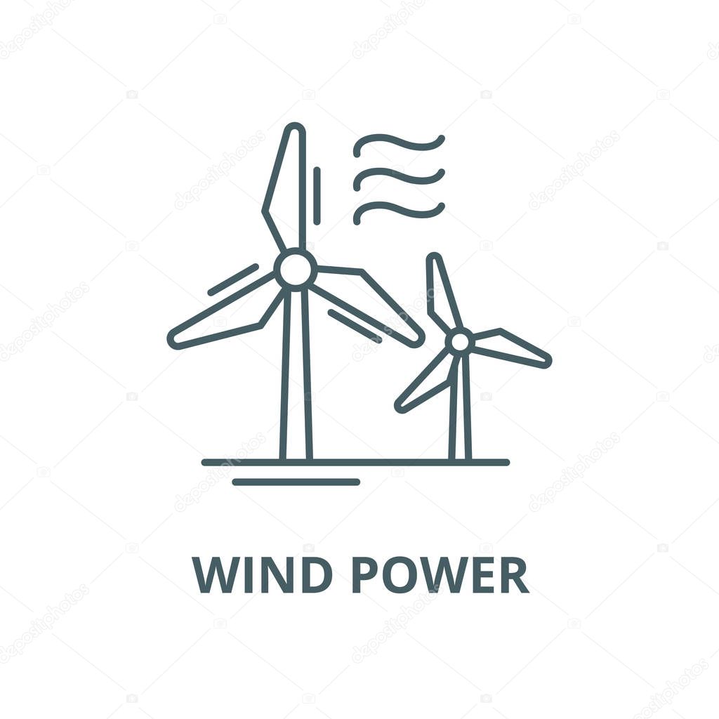 Wind power vector line icon, linear concept, outline sign, symbol